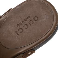 Pre Owned Gucci Brown Suede Horsebit Platform Clog Mules Size 39