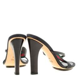 Pre Owned Gucci Black Fabric And Leather Cross Strap Sandals Size 36