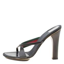 Pre Owned Gucci Black Fabric And Leather Cross Strap Sandals Size 36