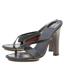 Pre Owned Gucci Black Fabric And Leather Cross Strap Sandals Size 36