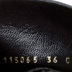 Pre Owned Gucci Black Leather Chain Link Ankle Booties Size 36