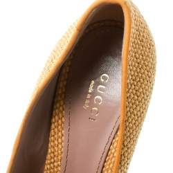 Gucci Yellow Woven Jute Bumblebee Cork Platform Pumps Size 37