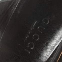 Pre Owned Gucci Black Suede Knot Detail Peep Toe Platform Sandals Size 36