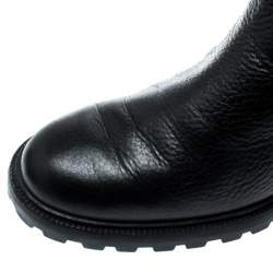 Pre Owned Gucci Black Leather Riding Web Detail Knee Boots Size 38