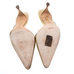 Gucci Beige Leather Pointed Toe Mules Size 37