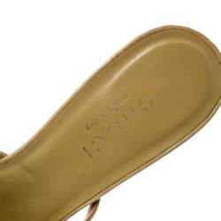 Gucci Beige Leather Pointed Toe Mules Size 37
