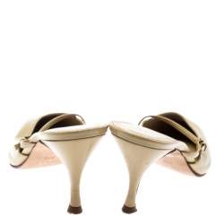 Gucci Beige Leather Pointed Toe Mules Size 37
