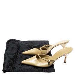 Gucci Beige Leather Pointed Toe Mules Size 37