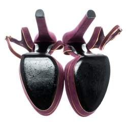 Pre Owned صندل غوتشي نعل سميك سير كاحل هوستون سويدي بنفسجي مقاس 39