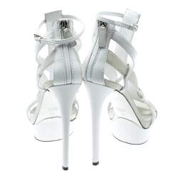 Gucci White Suede And Leather Daryl Platform Sandals Size 39