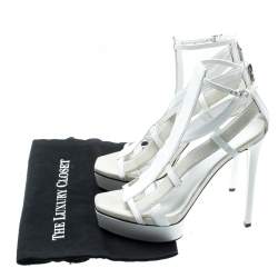 Gucci White Suede And Leather Daryl Platform Sandals Size 39