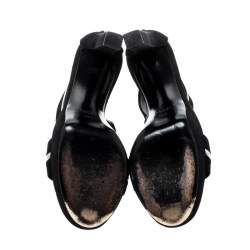 Gucci Black Suede And Leather T-Strap Platform Sandals Size 38.5