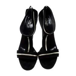Gucci Black Suede And Leather T-Strap Platform Sandals Size 38.5
