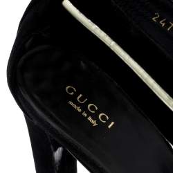 Gucci Black Suede And Leather T-Strap Platform Sandals Size 38.5