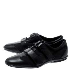 Pre Owned Gucci Black GG Canvas And Leather Sneakers Size 39