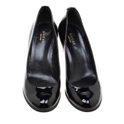 Pre Owned Gucci Black Patent Leather Pumps Size 37