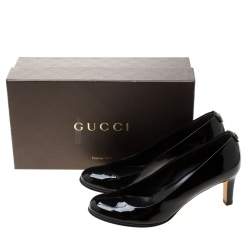 Pre Owned Gucci Black Patent Leather Pumps Size 37