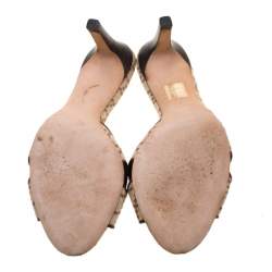 Pre Owned Gucci Beige Diamante Canvas GG Slip On Sandals Size 38
