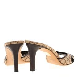 Pre Owned Gucci Beige Diamante Canvas GG Slip On Sandals Size 38