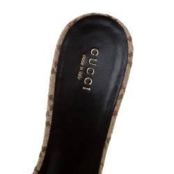 Pre Owned Gucci Beige Diamante Canvas GG Slip On Sandals Size 38