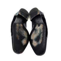 Pre Owned Gucci Black Patent Leather And Velvet Horsebit Loafers 40.5