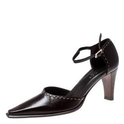 Pre Owned صندل غوتشي سير كاحل جلد بني مقاس 38