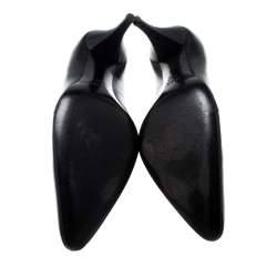 Gucci Black Leather Pointed Toe Loafer Pumps Size 38