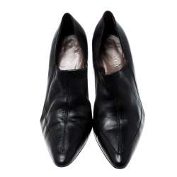 Gucci Black Leather Pointed Toe Loafer Pumps Size 38
