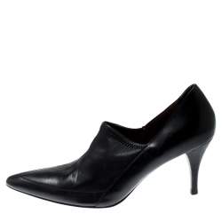 Gucci Black Leather Pointed Toe Loafer Pumps Size 38