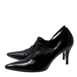 Gucci Black Leather Pointed Toe Loafer Pumps Size 38
