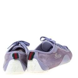 Gucci Purple Leather And Suede Lace Up Low Top Sneakers Size 38.5