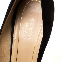 Gucci Black Suede Peep Toe Pumps Size 38.5