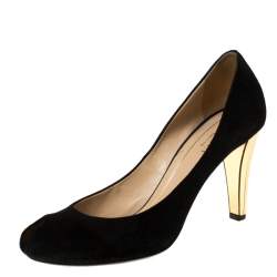 Gucci Black Suede Peep Toe Pumps Size 38.5