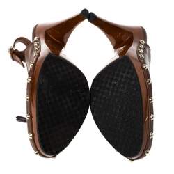 Pre Owned Gucci Brown Leather Tassel Loafer Slingback Clogs Size 38.5