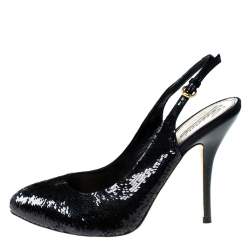 Pre Owned صندل غوتشي ترتر فتحة كعب أسود مقاس 37