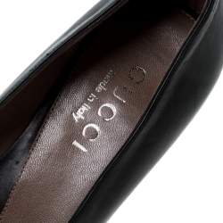 Pre Owned Gucci Black Leather Square Toe Pumps Size 34