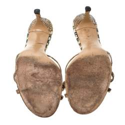 Pre Owned Gucci Brown Python Leather GG Strappy Sandals Size 38