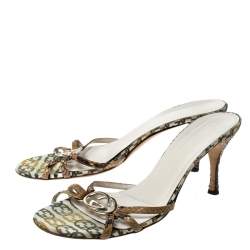 Pre Owned Gucci Brown Python Leather GG Strappy Sandals Size 38