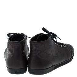 Gucci Brown Guccissima Leather High Top Sneakers Size 38