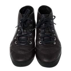 Gucci Brown Guccissima Leather High Top Sneakers Size 38