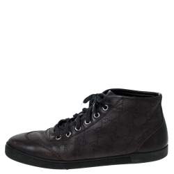 Gucci Brown Guccissima Leather High Top Sneakers Size 38