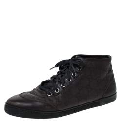 Gucci Brown Guccissima Leather High Top Sneakers Size 38