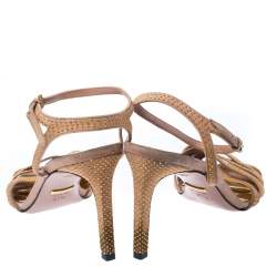 Gucci Beige Suede Fleur Studded Ankle Strap Sandals Size 37.5