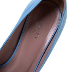 Pre Owned Gucci Light Blue Leather Coline Studded Pointed Pumps Size 37