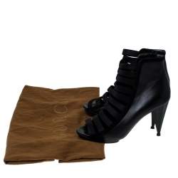 Pre Owned Gucci Black Leather Cut Out Ankle Booties Size 41