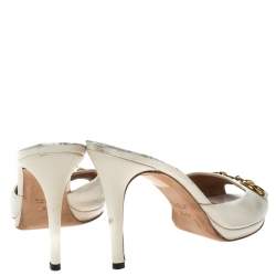 Pre Owned صندل سلايد غوتشيي نيو هوليوود هورسبيت جلد بيج مقاس 39.5