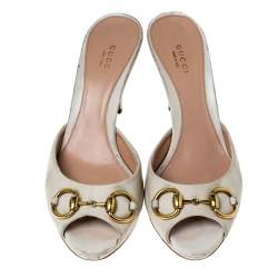 Pre Owned صندل سلايد غوتشيي نيو هوليوود هورسبيت جلد بيج مقاس 39.5