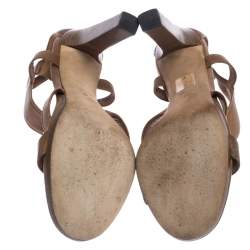 Pre Owned Gucci Brown Leather Marrakech Open-Toe Sandals Size 38