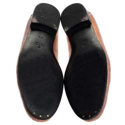 Pre Owned Gucci Metallic Bronze Textured Leather Horsebit Slip On Loafers Size 36.5