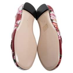 Gucci Red Floral Printed Leather Blooms Ballet Flats Size 37